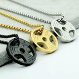 Titanium Steel Dumbbell Pendant Necklace Barbell