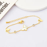 Titanium Steel Hollow Crystal Butterfly Bracelet for Women