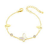 Titanium Steel Hollow Crystal Butterfly Bracelet for Women