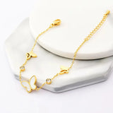 Titanium Steel Hollow Crystal Butterfly Bracelet for Women