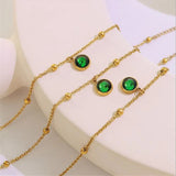 Crystal Anklets Titanium Steel Plated Beads Chain Ankle Bracelet