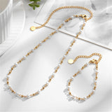 Gold-Plated Bead Chain Pearl Choker Necklace for Women