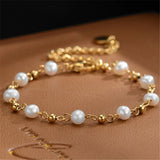 Gold-Plated Bead Chain Pearl Choker Necklace for Women