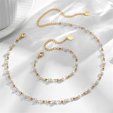 Gold-Plated Bead Chain Pearl Choker Necklace for Women