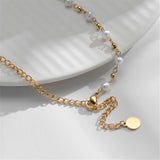 Gold-Plated Bead Chain Pearl Choker Necklace for Women