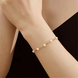 Gold-Plated Bead Chain Pearl Choker Necklace for Women