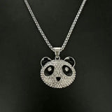 Panda Couple Pendant Rhinestone Plated Titanium Steel