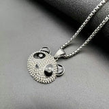Panda Couple Pendant Rhinestone Plated Titanium Steel