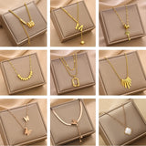 Titanium Steel Heart Pearl Pendant Necklace For Women