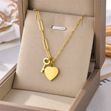 Titanium Steel Heart Pearl Pendant Necklace For Women