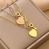 Titanium Steel Heart Pearl Pendant Necklace For Women