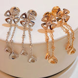 Titanium Steel Flower Stud Earrings Chain High Jewelry