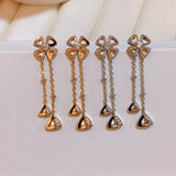 Titanium Steel Flower Stud Earrings Chain High Jewelry