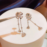 Titanium Steel Flower Stud Earrings Chain High Jewelry