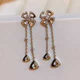 Titanium Steel Flower Stud Earrings Chain High Jewelry