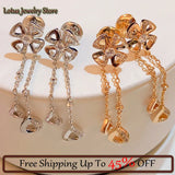 Titanium Steel Flower Stud Earrings Chain High Jewelry