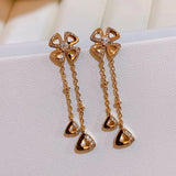 Titanium Steel Flower Stud Earrings Chain High Jewelry