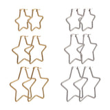Titanium Steel Hoop Earrings, Star, Golden & Stainless Steel Color