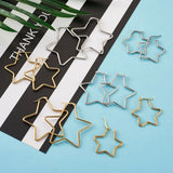 Titanium Steel Hoop Earrings, Star, Golden & Stainless Steel Color