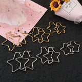 Titanium Steel Hoop Earrings, Star, Golden & Stainless Steel Color