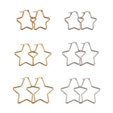 Titanium Steel Hoop Earrings, Star, Golden & Stainless Steel Color