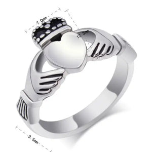 Titanium Steel Irish Claddagh Ring Traditional Wedding Promise Ring