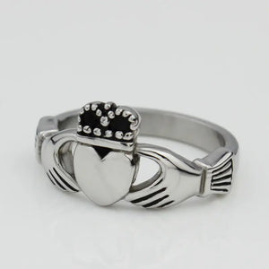 Titanium Steel Irish Claddagh Ring Traditional Wedding Promise Ring