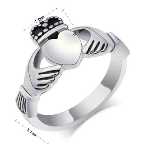 Titanium Steel Irish Claddagh Ring Traditional Wedding Promise Ring