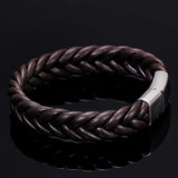 Titanium Steel Leather Bracelet, Hand-Woven Men's Bracelet
