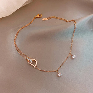 Crystal Anklet Bracelet on Leg Summer Beach Anklet Set