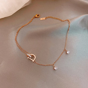 Crystal Anklet Bracelet on Leg Summer Beach Anklet Set