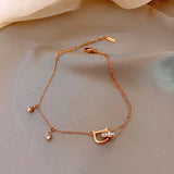 Crystal Anklet Bracelet on Leg Summer Beach Anklet Set