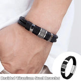 Titanium Steel Man Band Rope Woven Bracelet Charm Male Wrist Band Jewelry