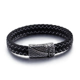 Titanium Steel Man Wings Leather Bracelet Magnetic Buckle