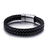 Titanium Steel Man Wings Leather Bracelet Magnetic Buckle