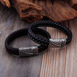 Titanium Steel Man Wings Leather Bracelet Magnetic Buckle