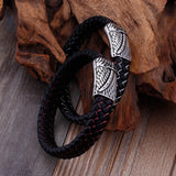 Titanium Steel Man Wings Leather Bracelet Magnetic Buckle