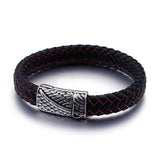 Titanium Steel Man Wings Leather Bracelet Magnetic Buckle