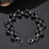 Titanium Steel Metal Beaded Bracelet Fancy Round Hip-hop Jewelry