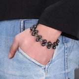 Titanium Steel Metal Beaded Bracelet Fancy Round Hip-hop Jewelry
