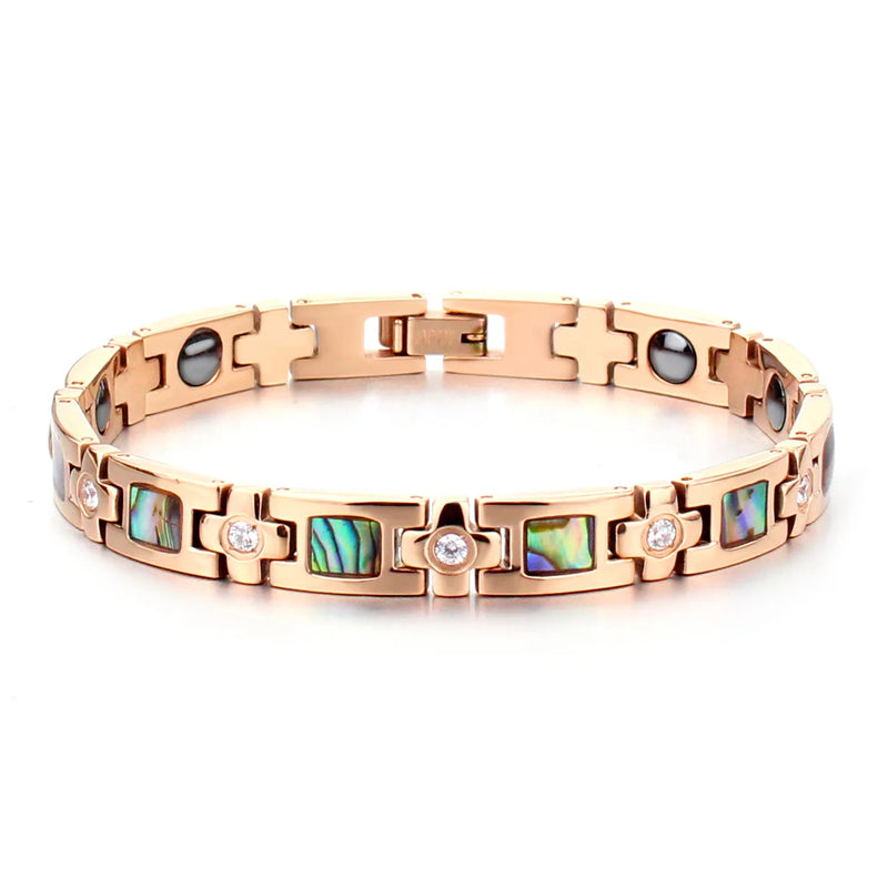 Titanium Steel Magnetic Zircon Abalone Bracelet