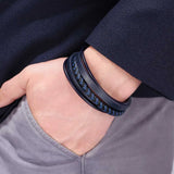 Leather Braided Bracelet Stainless Steel Magnetic Buckle Men's Bracelet