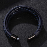 Leather Braided Bracelet Stainless Steel Magnetic Buckle Men's Bracelet