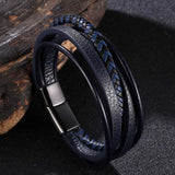 Leather Braided Bracelet Stainless Steel Magnetic Buckle Men's Bracelet