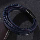 Leather Braided Bracelet Stainless Steel Magnetic Buckle Men's Bracelet