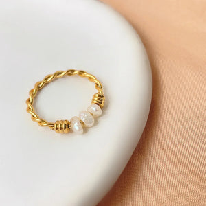 Titanium Steel Pearl Ring Hand-wound Twist Wedding Jewelry