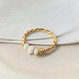 Titanium Steel Pearl Ring Hand-wound Twist Wedding Jewelry