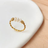 Titanium Steel Pearl Ring Hand-wound Twist Wedding Jewelry