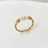 Titanium Steel Pearl Ring Hand-wound Twist Wedding Jewelry