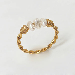Titanium Steel Pearl Ring Hand-wound Twist Wedding Jewelry
